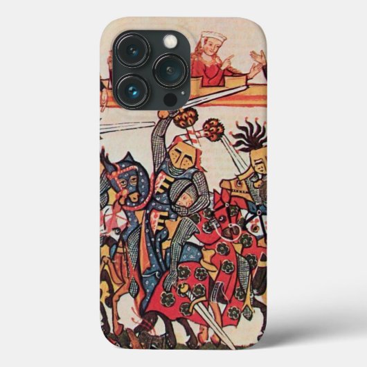 中世のトーナメント、戦う騎士とダルシェル Case-Mate iPhoneケース (裏面)