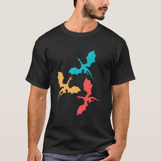 中世のドラゴン ファンタジー 動物 若者向け Tシャツ (正面)
