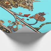 中世のバイオリニスト音楽ライオンブルー ラッピングペーパー (角)