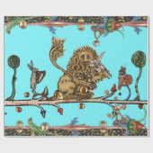 中世のバイオリニスト音楽ライオンブルー ラッピングペーパー (フラット)