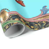 中世のバイオリニスト音楽ライオンブルー ラッピングペーパー (ロールコーナー)