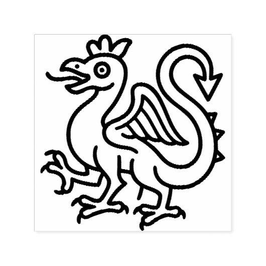 中世のバジリスク紋章 ファンタジー紋章学 神話の生き物 セルフインキングスタンプ (デザイン)