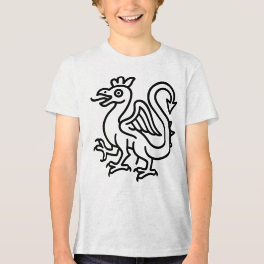 中世のバジリスク紋章 ファンタジー紋章学 神話の生き物 トライブレンドTシャツ (正面)