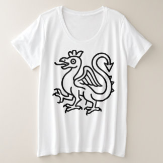 中世のバジリスク紋章 ファンタジー紋章学 神話の生き物 プラスサイズTシャツ