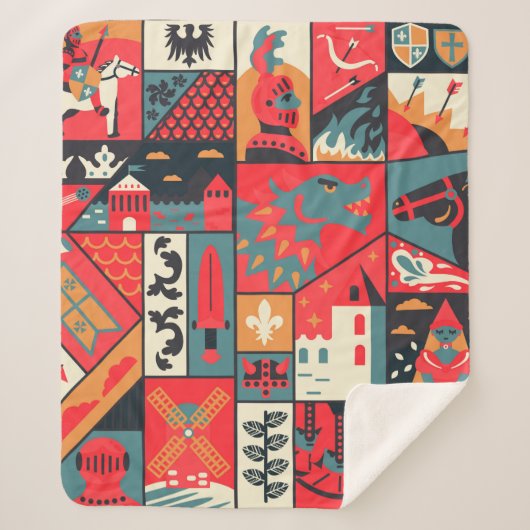 中世のパターンのシームレスなデザイン。デコレーションテキスト シェルパブランケット (正面)