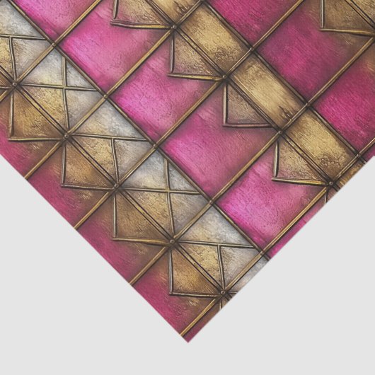 中世のピンクのゴシック様式の木製の金属のデコペ 薄葉紙 (詳細)