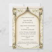 中世のファンタジーアーチ日付を保存 招待状 (正面)