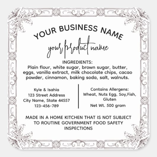 中世のフラムテキサス州コテージ法フードラベルシール スクエアシール (正面)