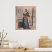 中世のフランスのファッション貴族の女性の衣装 ポスター (キッチン)