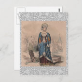 中世のフランスのファッション貴族の衣装レース ポストカード (正面/裏面)