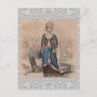 中世のフランスのファッション貴族の衣装レース ポストカード