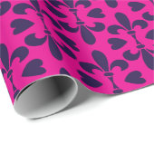 中世のフランスのフルーアデリスのピンク色の青のパターン ラッピングペーパー (ロールコーナー)