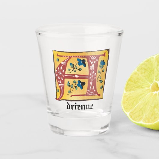 中世のフローラライトレターAモノグラム ショットグラス (正面)