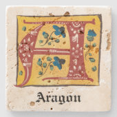 中世のフローラライトレターAモノグラム ストーンコースター (正面)