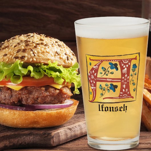 中世のフローラライトレターAモノグラム タンブラーグラス