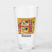 中世のフローラライトレターAモノグラム タンブラーグラス (正面)