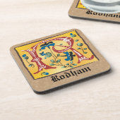 中世のフローラライトレターRモノグラム コースター (左側)