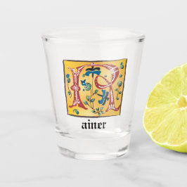 中世のフローラライトレターRモノグラム ショットグラス