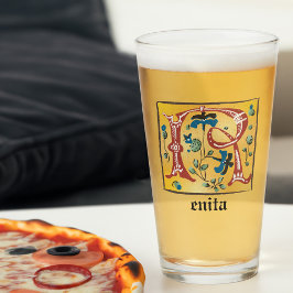 中世のフローラライトレターRモノグラム タンブラーグラス