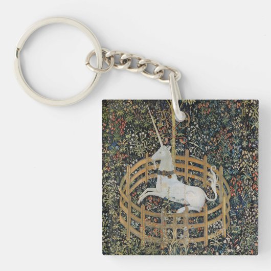 中世のユニコーンの捕縛 ヴィンテージアート キーホルダー (正面)