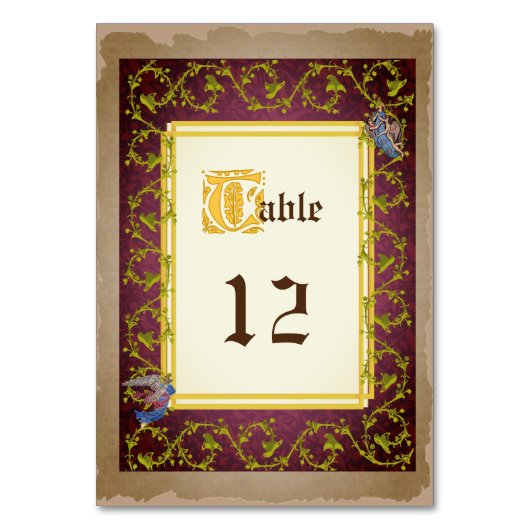 中世のライトアップされた原稿結婚の模型 テーブルナンバー (正面)