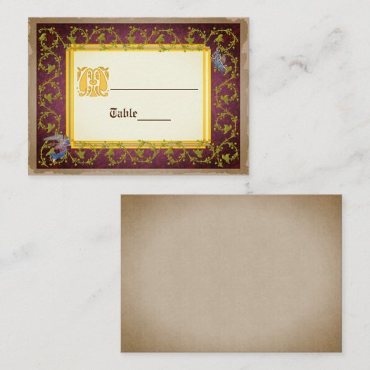 中世のライトアップされた原稿結婚の模型 プレイスカード (正面/裏面)