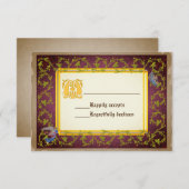 中世のライトアップされた原稿結婚の模型 出欠カード (正面/裏面)