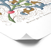 中世のライトアップされた鳥と花結婚の数 ポスター (コーナー)