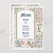 中世のライトアップされた鳥と花結婚の数 メニュー (正面/裏面)