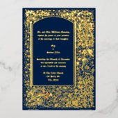 中世のライトアップされた鳥と花結婚の数 箔招待状 (正面)