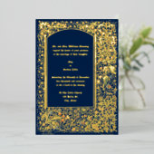 中世のライトアップされた鳥と花結婚の数 箔招待状 (立ち正面)