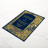 中世のライトアップされた鳥と花結婚の数 箔招待状 (回転した状態)