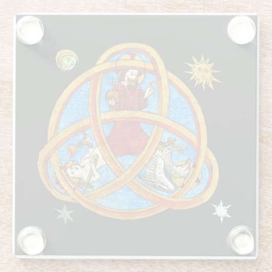 中世の三位一体の神、イエスと聖霊 ガラスコースター (裏面)