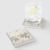 中世の不賛成うさぎアート・ユニコーン・ドッグ・キャット ストーンコースター (横)