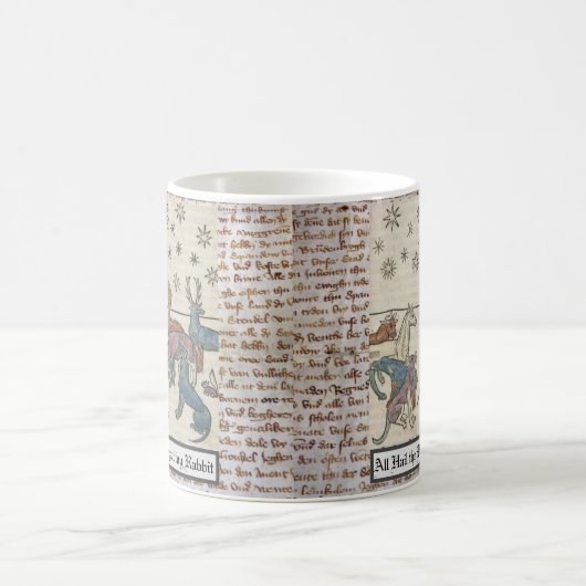 中世の不賛成うさぎユニコーン犬猫 コーヒーマグカップ (中央)