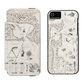 中世の世界地図ケベックヌーベルフランスアメリカ iPhone SE/5/5sウォレットケース