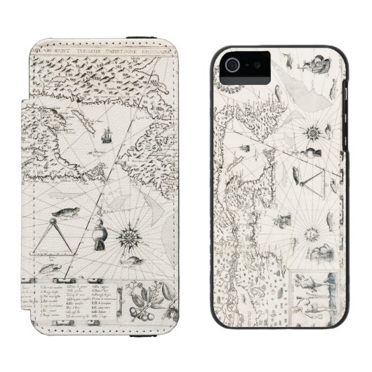 中世の世界地図ケベックヌーベルフランスアメリカ INCIPIO iPhoneウォレットケース (並び)