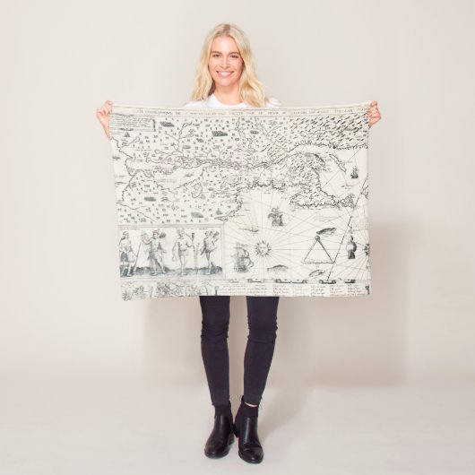 中世の世界地図ケベックヌーヴェッレ – フランスアメリカ フリースブランケット (インサイチュ)