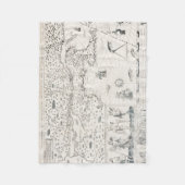 中世の世界地図ケベックヌーヴェッレ – フランスアメリカ フリースブランケット (正面)