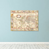 中世の世界地図(ウィレム・ブレュー著) キャンバスプリント (インサイチュ (ウッドフロア))