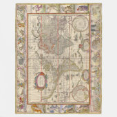 中世の世界地図（ウィレム・ブレュー著） フリースブランケット (正面)