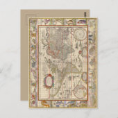 中世の世界地図(ウィレム・ブレュー著) ポストカード (正面/裏面)