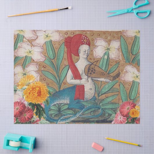 中世の伝説の妖精メルリシナ音楽を作る 薄葉紙 (クラフト)