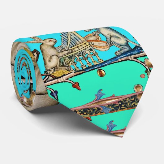 中世の作り音楽、うさぎ、ドッグブルー ネクタイ (ロール)