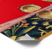 中世の作り音楽，うさぎ，犬，赤 ポスター (角)