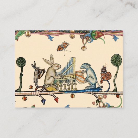中世の作り音楽，ウサギ，犬 名刺 (裏面)