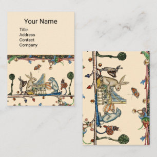 中世の作り音楽，ウサギ，犬 名刺