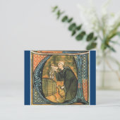 中世の僧テイスティングワインポストカード ポストカード (スタンド正面)