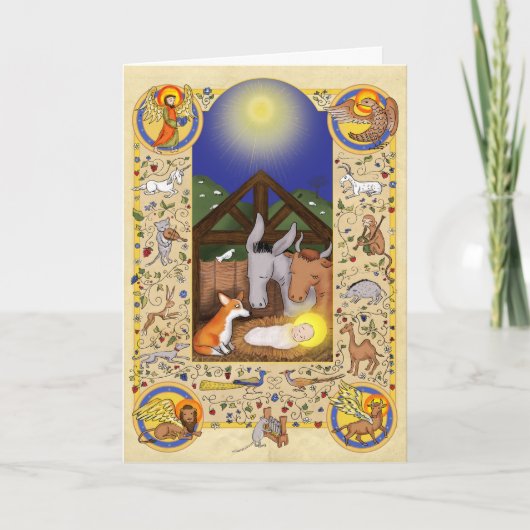 中世の出生とコルギのクリスマスカード カード (正面)