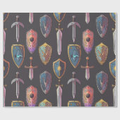 中世の剣と盾の包装紙 ラッピングペーパー (フラット)